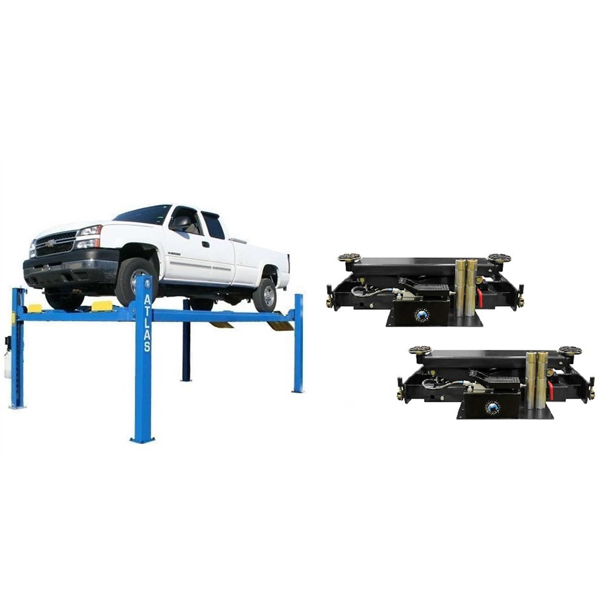 Atlas Automotive Equipment 4-Post Lift with RJ8 Rolling Jacks Combo — 14,000-Lb. Capacity, Model# ATEATTD-414-COMBO-FPD